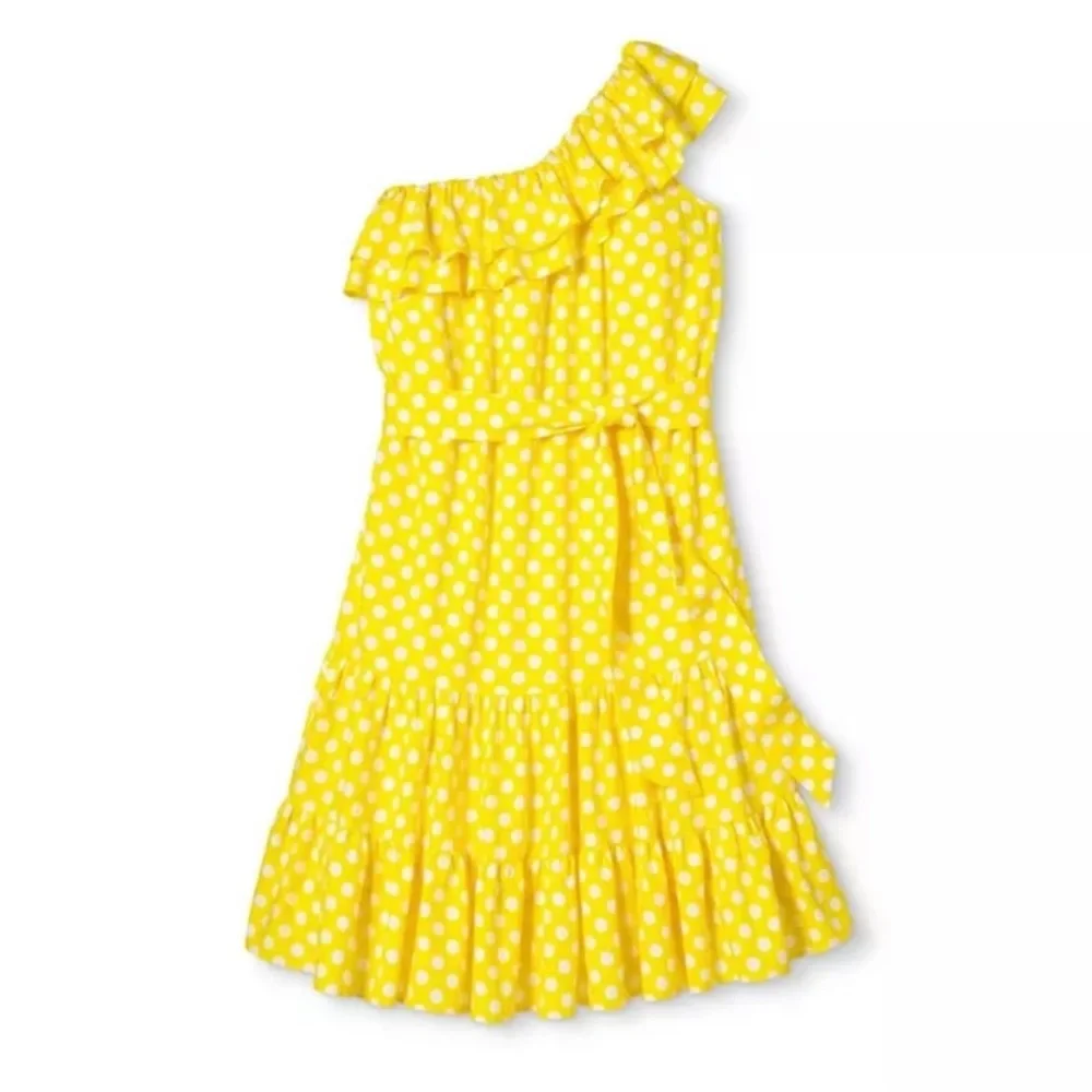 New Lisa Marie Fernandez Midi Polka Dot One Shoulder Dress - Picture 1 of 7